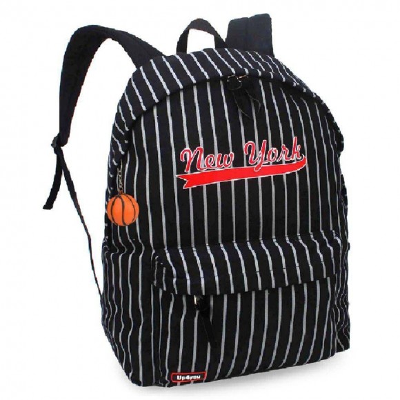 MOCHILA ESCOLAR LUXCEL BASQUETE NEW YORK PRETO MS45592UP