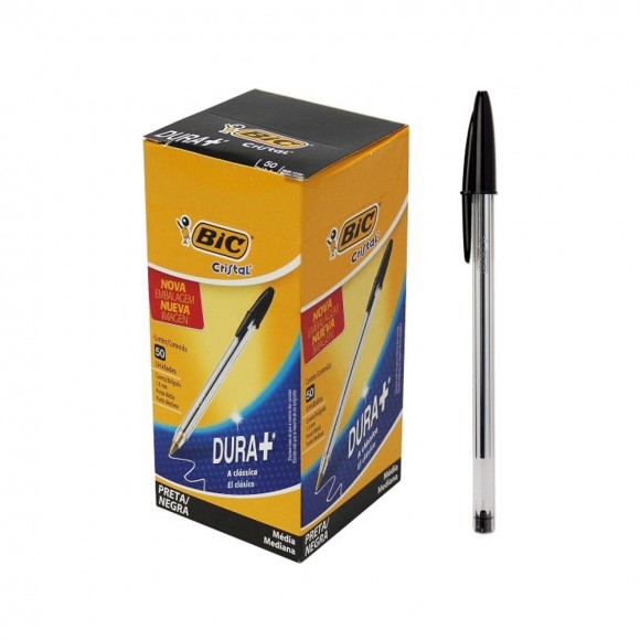 CANETA BIC CRISTAL MEDIA PRETA 50 UN