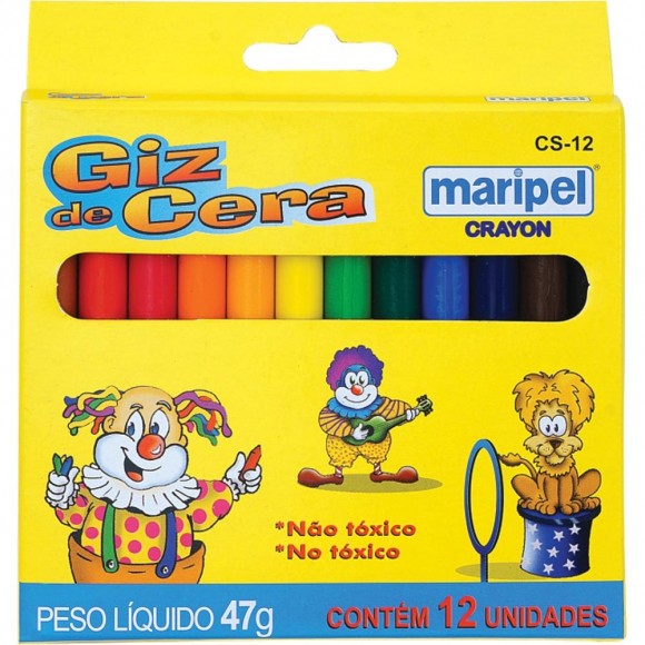 GIZ DE CERA MARIPEL GIZINHO 12 CORES