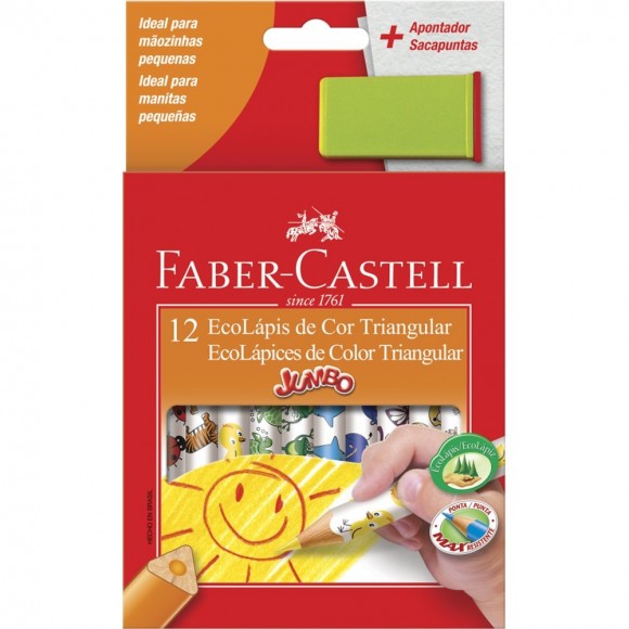 LAPIS DE COR FABER CASTELL JUMBO 12 CORES TRIANGULAR 12.3012AP