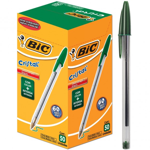 CANETA BIC CRISTAL MEDIA VERDE