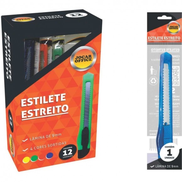 ESTILETE JOCAR ESTREITO PLASTICO 9MM