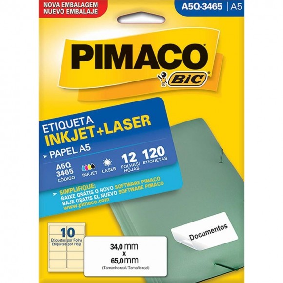 ETIQUETA INKJET/LASER PIMACO A5Q-3465 120UN