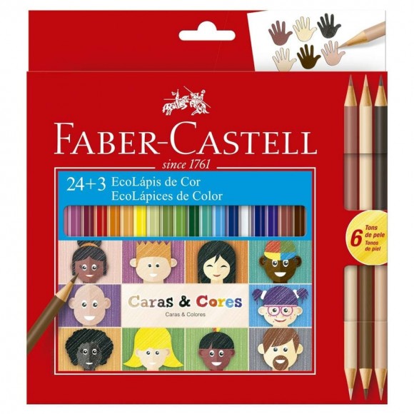 LAPIS DE COR FABER CASTELL 24+3 CORES CARAS & CORES