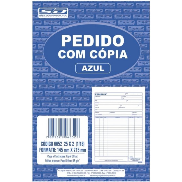 TALAO DE PEDIDO  SAO DOMINGOS 15X21 1V 6212-8