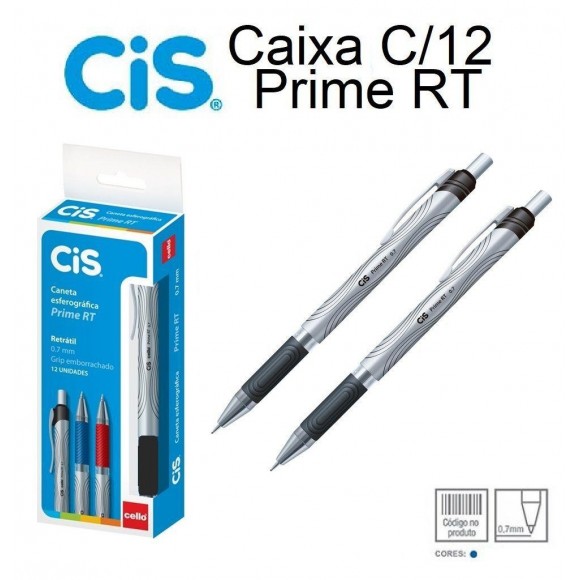 CANETA CIS PRIME RT 0,7MM PRETA CX/12