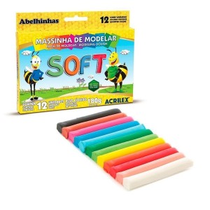 MASSA MODELAR ACRILEX SOFT 12 CORES FOSC...