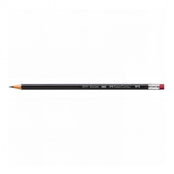 LAPIS GRAFITE FABER CASTELL 1205 MAX C/ BORRACHA SEXTAVADO PRETO