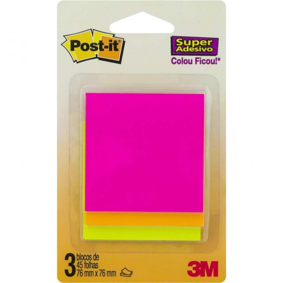 BLOCO AD 3M POST IT CASCATA 76X76 AM/LJ/RS 45FLS