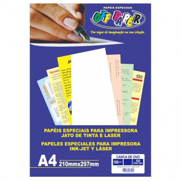 PAPEL A4 OFF PAPER CASCA DE OVO PALHA 180G 50F