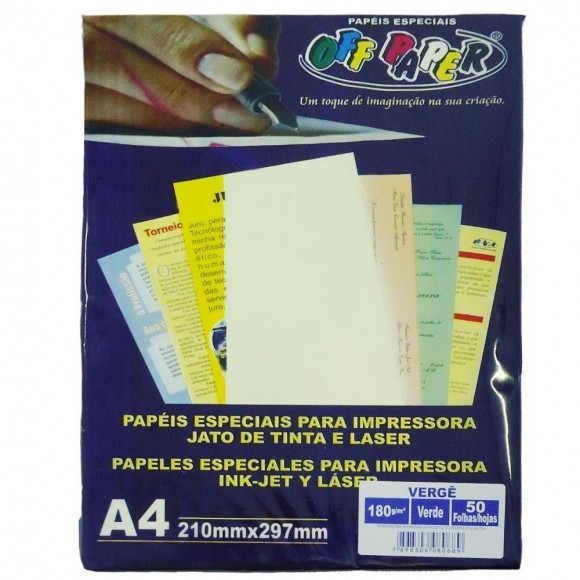 PAPEL A4 OFF PAPER VERGE VERDE 180G 50F