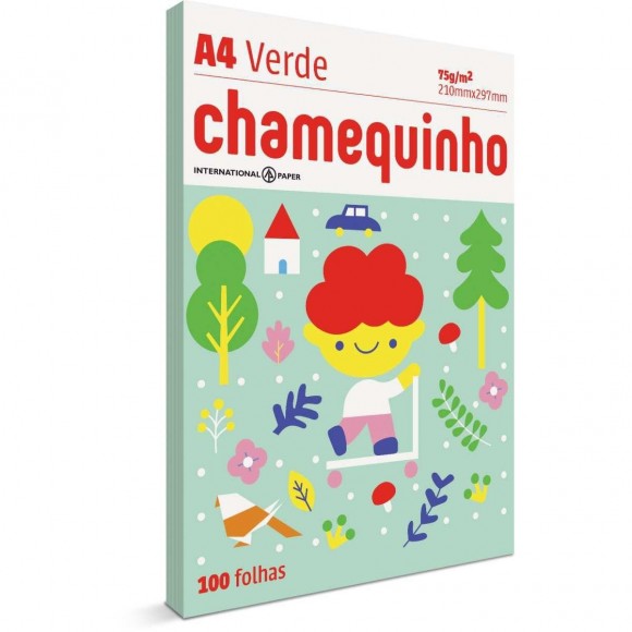 PAPEL SULFITE A4 75G CHAMEQUINHO VERDE 100 FLS