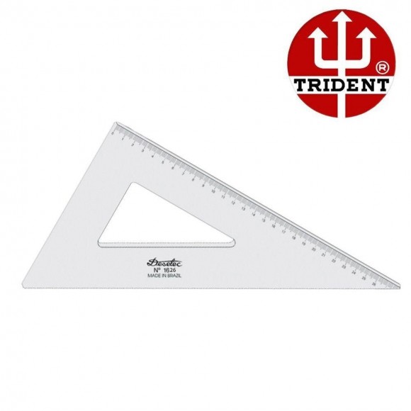 ESQUADRO ESCOLAR TRIDENT 60G ACRILICO RF 1626 26CM