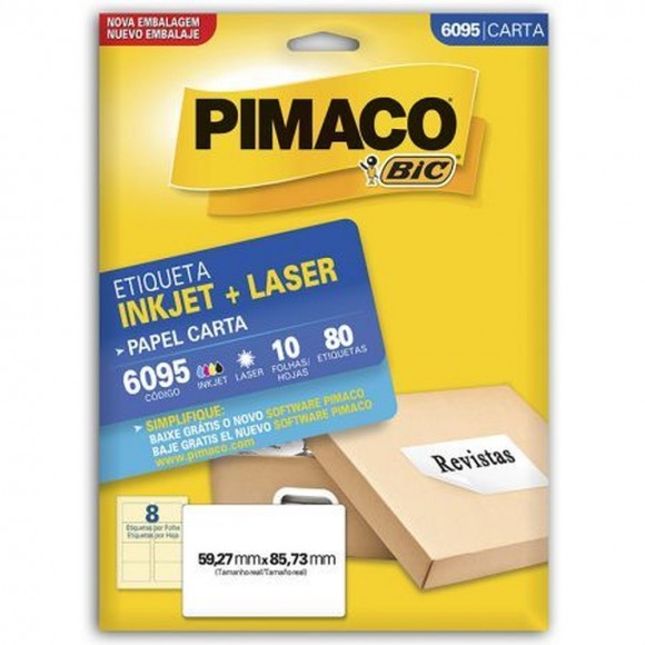 ETIQUETA INKJET/LASER PIMACO CARTA 6095 10 FOLHAS