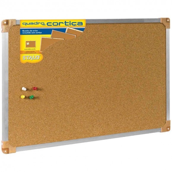 QUADRO DE AVISO COM CORTICA STALO COM MOLDURA DE ALUMINIO 90X60CM FREE 8568